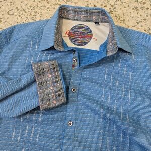 Robert Graham Men's Blue Geometric Pattern Button-Up Shirt